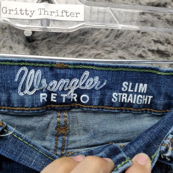 Wrangler Jeans Mens 30x32 Blue Retro Slim Straight Stretch Denim - Picture 2 of 14